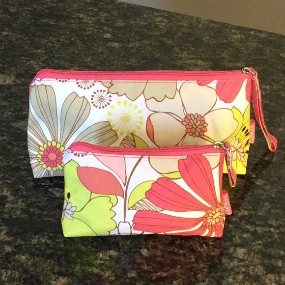 Clinique Floral Cosmetic Bags x 2 - Picture 1 of 10